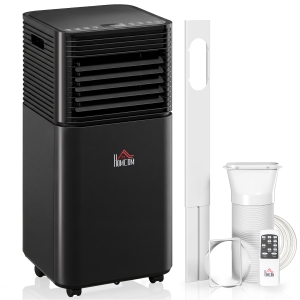 HOMCOM 8000 BTU Portable Air Conditioner with Dehumidifier, Cooling Fan, Sleep, Remote, 24H Timer, Auto Off, Black