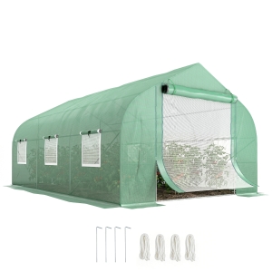 Outsunny 11.5' x 10' x 6.5' Outdoor Portable Walk-In Tunnel Greenhouse with Windows-Deep Green