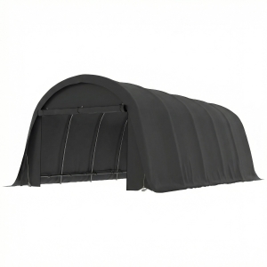 Outsunny 12' x 23.6' Heavy Duty Carport, UPF50+ Portable Garage Car Canopy Tent with Galvanized Frame, Large Door, Dark Gray