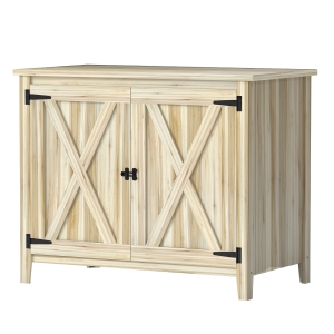 Outsunny Wooden Outdoor Storage Cabinet, Garden Shed Potting Shed with Shelf and Double Doors, Natural Wood