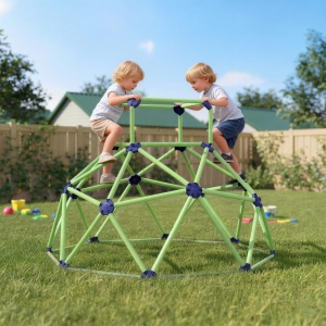 Qaba Climbing Dome, 6FT Geometric Dome Climber, Indoor Outdoor Jungle Gym Playground for Kids 3-8 Boys Girls, Green
