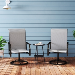Outsunny Patio Swivel Chair Set of 2, Swivel Rocker Outdoor Chairs with High Back, for Lawn Garden Backyard Deck, Light Grey