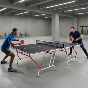 Soozier 9' x 5' Full Size Table Tennis Table, Folding Ping Pong Table with Paddles and Balls, Dark Grey