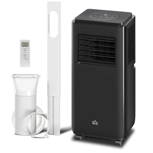 HOMCOM 8,000 BTU Moible Air Conditioner 345 Sq. Ft., Dehumidifier Fan Auto Sleep with 24H Timer On/Off, Window Kit, Black