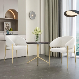 2-Piece Fabric Upholstered Kitchen Side Chairs with Curved Back, Modern Dining Chairs with High-Density Foam, 22.5'' L x 24'' W x 30.5'' H, Beige