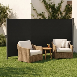 Outsunny 118" x 79" Retractable Side Awning Patio Outdoor Folding Privacy Screen with Resistance to UV Rays & Wind, Black