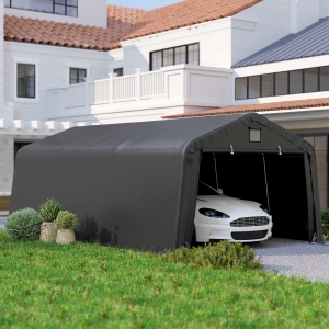 Outsunny 12' x 20' Portable Garage, Heavy Duty Carport Canopy with Ventilation Windows and Large Roll-up Door, Black