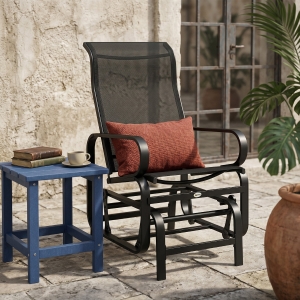 Outsunny Patio Glider with Breathable Mesh Fabric, Outdoor Glider Chair, Garden Rocking Gliding Seat for Patio, Yard, Porch, Black