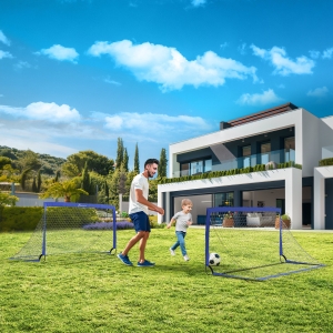 Soozier 6' x 3' Set of 2 Soccer Nets for Backyard, Portable Soccer Goal for Practice with Carry Bag