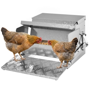 PawHut 25 lbs Capacity Automatic Chicken Poultry Feeder with a Galvanized Steel and Aluminium Build, Weatherproof Design