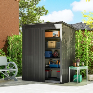 Outsunny 5.2' x 3.5' Outdoor Storage Shed, Easy to Assemble Metal Garden Shed, for Backyard, Lawn, Patio, Dark Grey