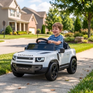 Qaba 12V Ride on Car Licensed Land Rover with Remote, Suspension, Slow Start, 3 Speeds, Lights, Music, Horn for 3-5, White