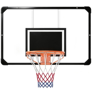 Soozier Wall Mounted Basketball Hoop with Shatter Proof Backboard, Durable Rim and All-Weather Net for Indoor and Outdoor Use