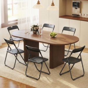 HOMCOM Folding Chairs 6 Pack, Plastic Foldable Chairs with Vent, Carry Hole and Steel Frame for Home, Office, Dining, Black