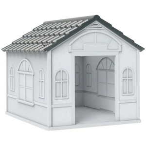 PawHut Pet House Water Resistant Puppy Shelter with Door for Indoor Outdoor, Easy to Assemble, for Small/Medium Dogs, Gray