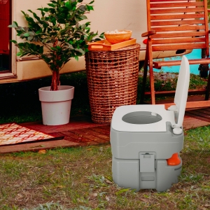 HOMCOM Outdoor Portable Travel Toilet Flushable Tank with Level Indicator  3 Way Pistol for Camping Boating Roadtripping 5.3 Gallon (20L)