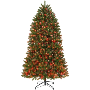 HOMCOM 6ft Prelit Christmas Tree with Full-Spectrum LEDs, Smart App Control, Wide Full Hinged Xmas Tree, Easy Assembly