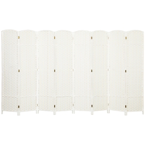 HOMCOM Folding Room Divider Screen 8 Panel 5.6 ' Tall Privacy Screen Freestanding Room Partition for Home Office, White