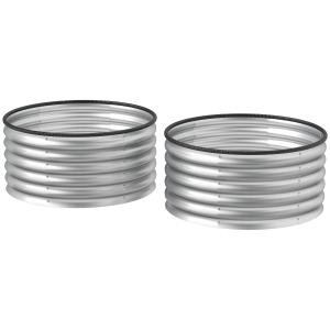 Outsunny Set of 2 Raised Garden Bed, Metal Planter Box with Safety Edging, Easy-to-assemble Stock Tank 3'x3'x1.4' Silver
