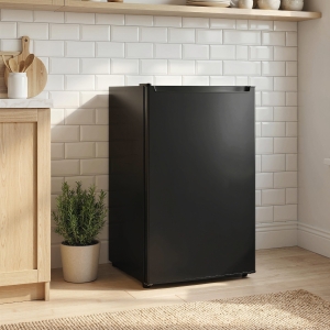 HOMCOM 2.1 Cu. Ft. Mini Freezer, Compact Upright Freezer with Reversible Door, Removable Shelf, Adjustable Temperature, Black