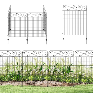 Outsunny Garden Fence, 4 Pack Steel Fence Panels, 11.5' L x 56" H, Rust-Resistant Decorative Border Flower Edging
