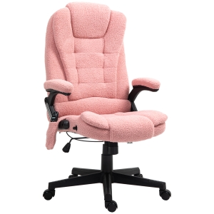 Vinsetto 6 Point Executive Office Chair with Heat, Velvet High Back Vibrating Massage Office Chair, Pink