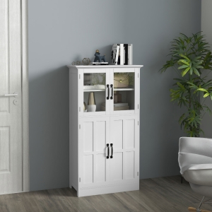 HOMCOM Modern Sideboard Cabinet, Freestanding Sideboards and Buffets with Glass Doors, 4-tier Shelving and Adjustable Shelves