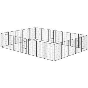 PawHut Dog Playpen for Indoor Outdoor, 24 Panels 44.5" H Puppy Playpen with Lockable Door, DIY Shape Pet Exercise Fence, Black