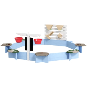 Outsunny Wooden Sandbox for 3-7 Years, 85" x 85" x 25", Blue