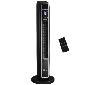 HOMCOM 2-In-1 Portable Electric Tower Heater, Oscillating Space Heater for Indoor Use with Remote Control, 8H Timer, Black