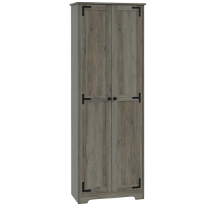 HOMCOM 67" Farmhouse Pantry Cabinet, Freestanding Food Pantry Cabinet with Adjustable Shelves, Distressed Gray