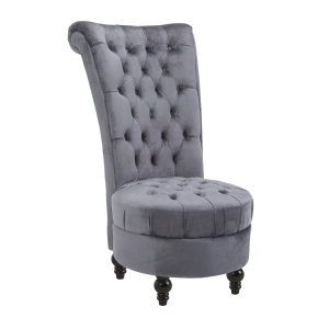 HOMCOM Retro High Back Armless Accent Chair, Fabric Upholstered Tufted Chair for Living Room, Dining Room and Bedroom, Gray