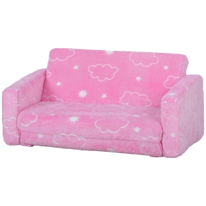 Qaba Couch with Glow in the Dark Cloud Pattern, Washable Cover, Pink