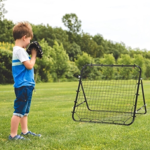 HOMCOM Volleyball Rebounder Net Football Training Aid Kickback Target Play Black