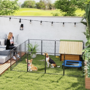 PawHut 16 Panels Dog Playpen with Strap, Portable & DIY, for Medium Dogs, for Yard, RV, Camping, Garden, 31.5" H