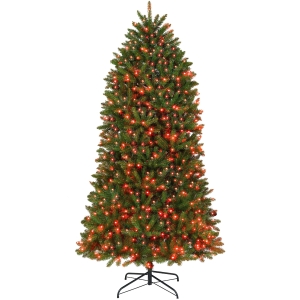 HOMCOM 7.5ft Prelit Christmas Tree with Full-Spectrum LEDs, Smart App Control, Wide Full Hinged Xmas Tree, Easy Assembly