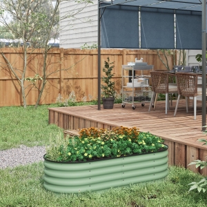 Outsunny 5 x 2 x 1.5 FT Galvanized Steel Raised Garden Bed, Metal Garden Bed Planter Box with Safety Edging, Green
