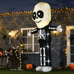 HOMCOM 10ft Halloween Inflatable Skeleton Ghost Decoration, LED Lighted for Home Indoor Outdoor Garden Lawn Decoration Party Prop