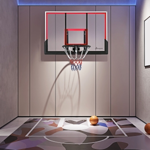 Soozier Wall Mounted Basketball Hoop with 43'' x 30'' Shatter Proof Backboard, for Indoor and Outdoor, Black