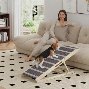 PawHut Dog Ramp for Couch, Foldable Pet Ramp for Small to Large Dog, 4 Adjustable Height from16" to 23.5"