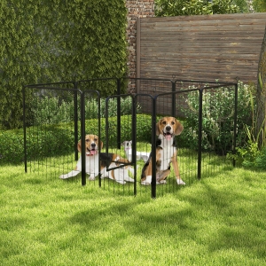PawHut 8 Panel Pet Playpen Play Yard Fence Home DIY Heavy-Duty Metal Foldable Indoor Outdoor 39"H