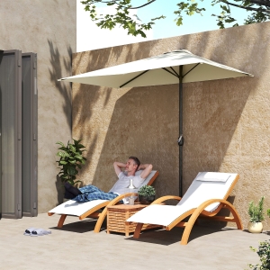 Outsunny 8ft Half Umbrella Outdoor Balcony Parasol Patio Garden Outdoor Window Sun Shade w/ 5 Ribs Beige