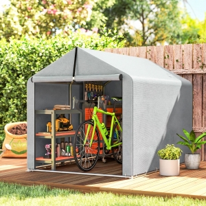 Outsunny 7' x 5' Portable Shed, Waterproof Bike Tent with Roll-up Zipper Door and Galvanized Metal Frame for Bike