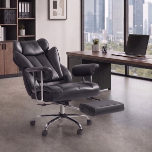HOMCOM 400LBS Massage Office Chair, Executive Office Chair with 6-Point Vibration, Footrest and Lumbar Support, Black