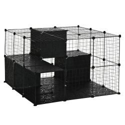 PawHut Pet Playpen with Door Storage Shelf for Kittens Chinchillas and Pet Minks