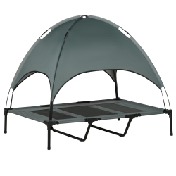 PawHut 48" x 36" Elevated Portable Dog Cot Cooling Pet Bed with UV Protection Canopy Shade