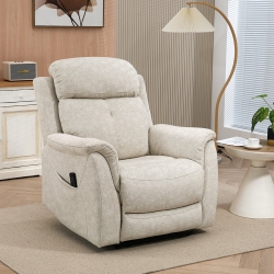 HOMCOM Manual Recliner Chair with Vibration Massage, Reclining Chair for Living Room with Side Pockets, Beige