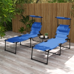Outsunny Folding Chaise Lounge with Adjustable Sunroof