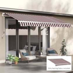 Outsunny 9' x 8' Outdoor Sunshade Canopy Awning Cover, Retractable Awning Fabric Replacement, UV Protection, Red and White