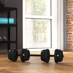 Soozier 55LBS 2-in-1 Adjustable Barbell & Dumbbells Set, Weights Set with Non-slip Handles for Men and Women Home Gym Training